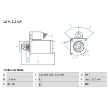 Bosch önindító 0 986 023 580 autóalkatrész