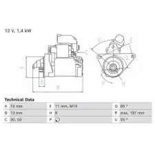 Bosch önindító 0 986 026 110 autóalkatrész