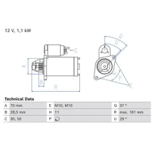 Bosch önindító 0 986 029 170 autóalkatrész