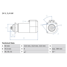 Bosch önindító BOSCH 0 986 019 000 autóalkatrész