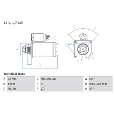 Bosch önindító BOSCH 0 986 025 380 autóalkatrész