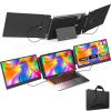  Bővíthető és hordozható laptopmonitor, Qova®, 14 hüvelykes FHD 1080P IPS képernyőhosszabbító, 13 hüvelykes - 17 hüvelykes laptopokhoz, 360 fokban összecsukható, háromképernyős, kompatibilis i
