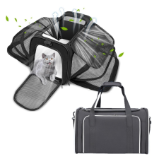  Bővíthető és összecsukható kisállat utazó táska - Fekete szállítóbox, fekhely kutyáknak