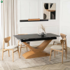  Bővíthető Márványhatású Kerámia Étkezőasztal Fekete/Tölgy Színben. ALICANTE 160-200 cm