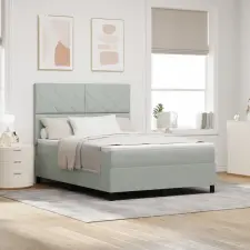  Box Spring Ágy Mattal Világosszürke 140x200 cm Bársony ágy és ágykellék