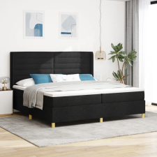  Boxrugós ágy fejtámlával Fekete 200 x 200 cm Szövet ágy és ágykellék