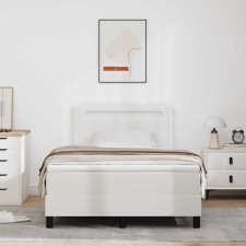 Boxrugós ágy matracmal fejtámlával Fehér 120 x 200 cm Műbőr ágy és ágykellék