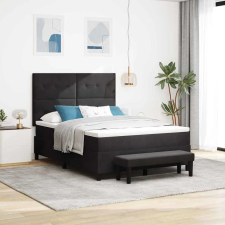  Boxrugós ágy matracmal fejtámlával Fekete 140 x 190 cm Bársony ágy és ágykellék