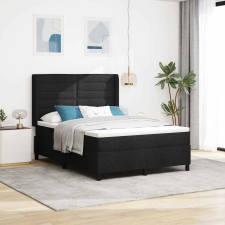  Boxrugós ágy matracmal fejtámlával Fekete 200 x 140 cm szövet ágy és ágykellék