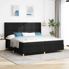  Boxrugós ágy matracmal fejtámlával Fekete 200 x 200 cm szövet ágy és ágykellék
