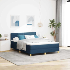  Boxrugós ágy matracmal fejtámlával Kék 140 x 190 cm szövet ágy és ágykellék
