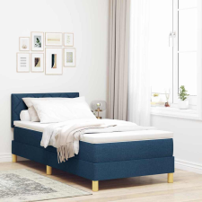  Boxrugós ágy matracmal fejtámlával Kék 90 x 200 cm szövet ágy és ágykellék