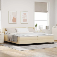  Boxrugós ágy matracmal fejtámlával Krém 200 x 200 cm Poliészter ágy és ágykellék