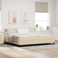  Boxrugós ágy matracmal fejtámlával Krém 200 x 200 cm szövet ágy és ágykellék
