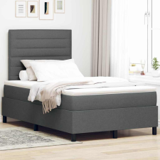  Boxrugós ágy matracmal leddel Sötétszürke 120 x 190 cm szövet ágy és ágykellék