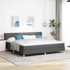  Boxrugós ágy matracmal Sötétszürke 200 x 200 cm Poliészter ágy és ágykellék