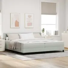  Boxrugós ágy matracmal Világosszürke 200 x 200 cm Poliészter ágy és ágykellék