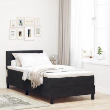  Boxspring Ágy Matraccal Fekete Egyszemélyes Bársony ágy és ágykellék