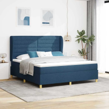  Boxspring ágy matraccal Sötétszürke 90x190 cm Szövet Kék szövet ágy és ágykellék