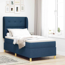  Boxspring ágy matraccal Sötétszürke 90x190 cm Szövet Kék szövet ágy és ágykellék