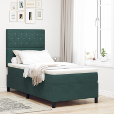  Boxspring Ágy Matracot Tartalmazó Sötét Zöld 100x200 cm Bársony ágy és ágykellék