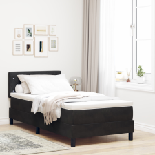  Boxspring Ágy Mattal Fekete Egyszemélyes Bársony ágy és ágykellék