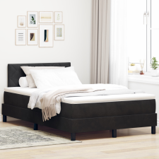  Boxspring Ágy Mattal Fekete Kisebb Kétszemélyes Bársony ágy és ágykellék