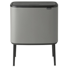 Brabantia Bo Touch Bin nyomófedeles szelektív hulladékgyűjtő magasított lábakon álló műanyag tartály 3x11L - X méret acél betonszürke ásványi textúra - 127229 szemetes