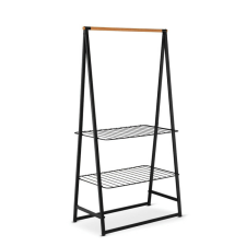 Brabantia Linn 1008930 Multifunkcionális ruhaakasztó, 2 polc, acél, fekete bútor