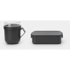 Brabantia Make & Take Lunch Box közepes méretű ételhordozó doboz, 1100 ml, szivárgás- és légmentes záródás, bepattintós (clip-on) zárómechanizmus, BPA mentes műanyag, sötétszürke - 202520 (206665)