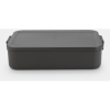 Brabantia Make & Take Lunch Box nagy méretű ételhordozó doboz, 2000 ml, szivárgás- és légmentes záródás, bepattintós (clip-on) zárómechanizmus, BPA mentes műanyag, sötétszürke - 203060 (203060)