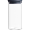 Brabantia üvegedény 1,1L, egymásra rakható, légmentes záródás, kerek, sötétszürke fedő, átlátszó üveg tartály - 298264 (590323000)