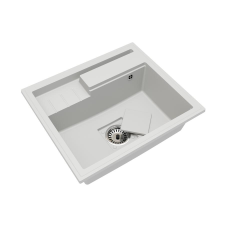 Brado ELITE 6052  gránit mosogató automata dugóemelő, szifonnal, fehér, beépíthető mosogatótálca