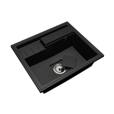 Brado ELITE 6052  gránit mosogató manuális szifonnal, fekete, beépíthető mosogatótálca