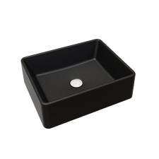 Brado KLARA pultra építhető gránit mosdókagyló fekete-szemcsés színben, beépíthető szaniter