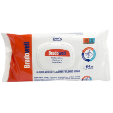 Bradochem Nedves törlőkendő fertőtlenítő hatással 64 lap/csomag alkoholmentes Bradowell tisztító- és takarítószer, higiénia