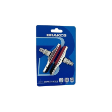 Brakco cserélhető betétes menetes fékpofa, 72 mm, fekete-piros kerékpár fék