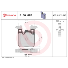BREMBO fékbetétkészlet, tárcsafék BREMBO P 06 087 autóalkatrész