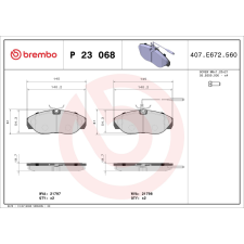 BREMBO fékbetétkészlet, tárcsafék BREMBO P 23 068 autóalkatrész