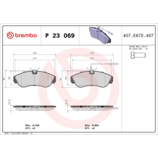 BREMBO fékbetétkészlet, tárcsafék BREMBO P 23 069 autóalkatrész