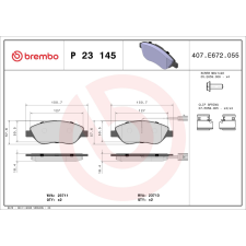 BREMBO fékbetétkészlet, tárcsafék BREMBO P 23 145 autóalkatrész