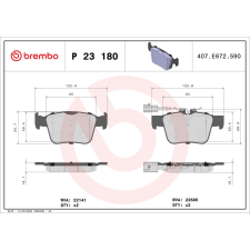 BREMBO fékbetétkészlet, tárcsafék BREMBO P 23 180 autóalkatrész
