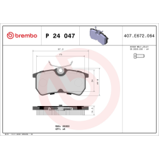 BREMBO fékbetétkészlet, tárcsafék BREMBO P 24 047 autóalkatrész