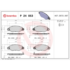 BREMBO fékbetétkészlet, tárcsafék BREMBO P 24 053 autóalkatrész