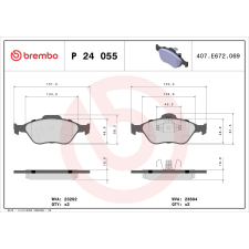 BREMBO fékbetétkészlet, tárcsafék BREMBO P 24 055 autóalkatrész