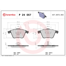 BREMBO fékbetétkészlet, tárcsafék BREMBO P 24 057 autóalkatrész