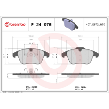 BREMBO fékbetétkészlet, tárcsafék BREMBO P 24 076 autóalkatrész