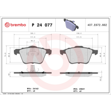 BREMBO fékbetétkészlet, tárcsafék BREMBO P 24 077 autóalkatrész