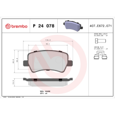 BREMBO fékbetétkészlet, tárcsafék BREMBO P 24 078 autóalkatrész
