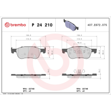 BREMBO fékbetétkészlet, tárcsafék BREMBO P 24 210 autóalkatrész